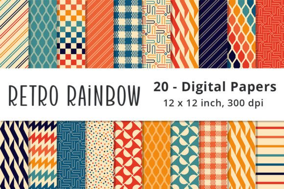 Download Retro Rainbow Orange and Blue Patterns - Orange and blue Collection