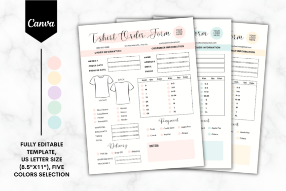 Download Custom T-Shirt Order Form Canva Template - Template Collection