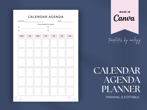 Download Monthly Calendar Agenda Template Undated - Template Collection