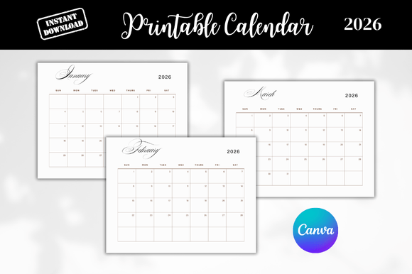 Download 2026 Calendar Editable Canva Templates - Template Collection
