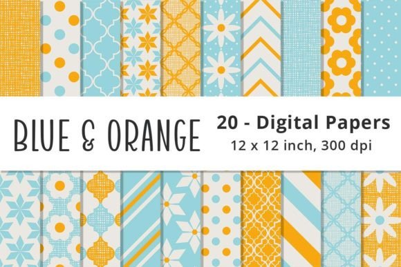 Download Orange and Blue Digital Paper - Orange and blue Collection
