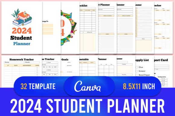 Download Student Planner 2024 Canva Template - Template Collection