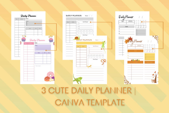 Download 3 Cute Daily Planner | Canva Template - Template Collection