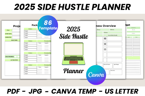Download 2025 Side Hustle Planner Canva Template - Template Collection