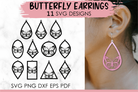 Download Butterfly Earrings Svg Template Bundle - Template Collection