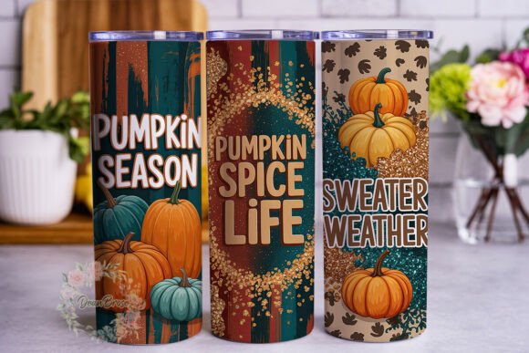 Download Autumn Pumpkin Glitter Collage 20oz Tumb - Premium Resources