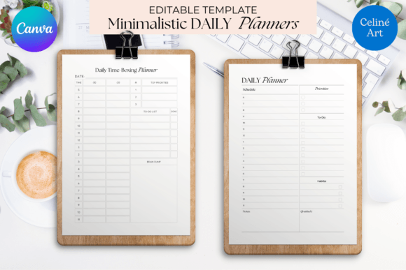Download Canva Minimalist Daily Planner Templates - Template Collection