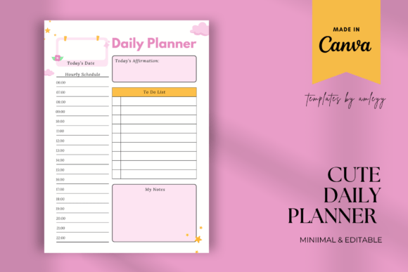 Download Cute Girly Daily Planner Template Canva - Template Collection