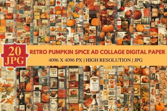 Download Retro Pumpkin Spice Ad Collage Digital P - Premium Bundle
