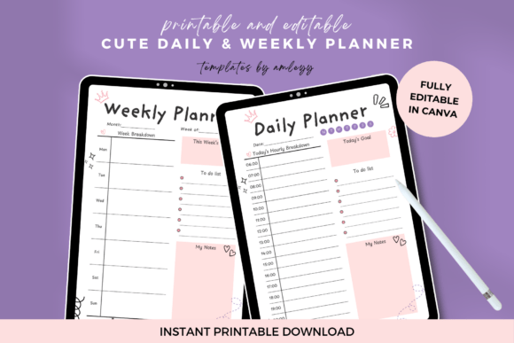 Download Cute Daily &amp; Weekly Planner Template - Template Collection