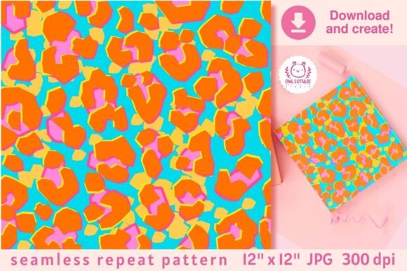 Download Orange and Blue Cheetah Seamless Pattern - Orange and blue Collection