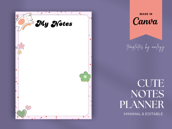 Download Cute Notes Planner Template Canva Retro - Template Collection