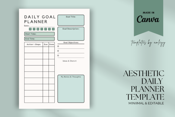 Download Pastel Daily Goal Planner Template Canva - Template Collection