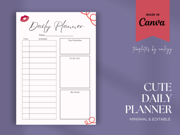 Download Cute Daily Planner Template Canva - Template Collection
