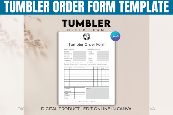 Download Editable Tumbler Order Form Template - Template Collection