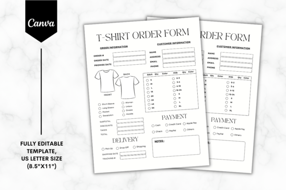 Download Custom T-Shirt Order Form Template B&amp;W 1 - Template Collection