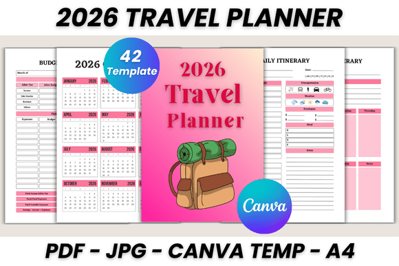 Download 2026 Travel Planner Canva Template - Template Collection