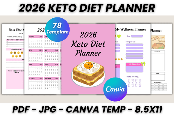 Download 2026 Keto Diet Planner Canva Template - Template Collection