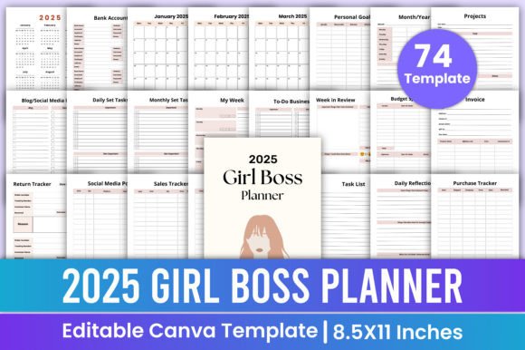 Download 2025 Girl Boss Planner Canva Template - Template Collection