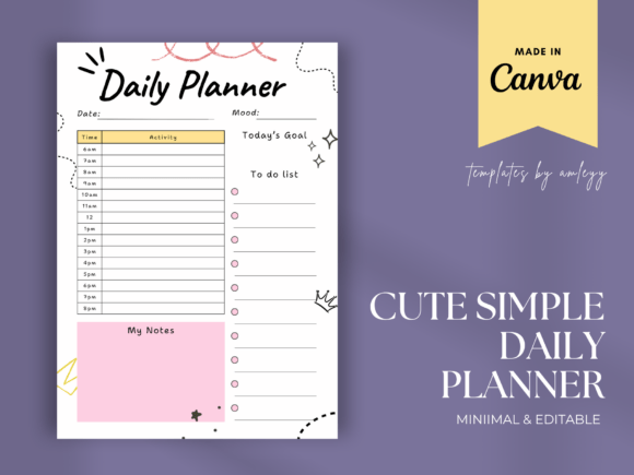 Download Cute Daily Planner Template | Simple - Template Collection