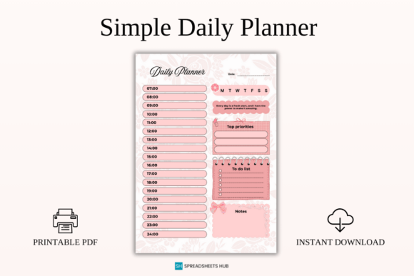 Download Simple Daily Planner PDF Template - Template Collection
