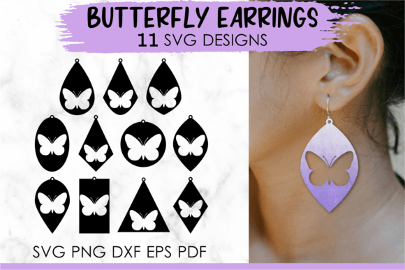 Download Butterfly Earrings Svg Template Bundle - Template Collection
