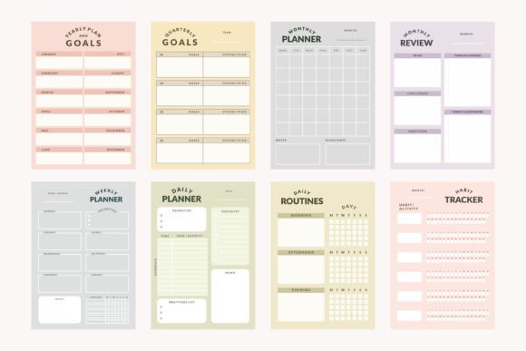 Download Colorful Printable Planner Template Set - Template Collection
