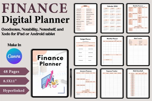 Download Digital Finance Planner Canva Templates - Template Collection