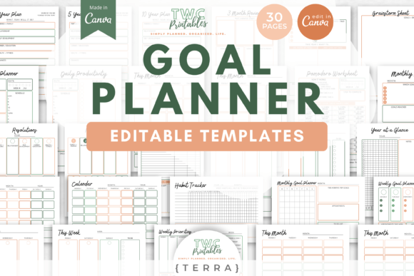 Download Goal Planner Canva Templates | TERRA - Template Collection
