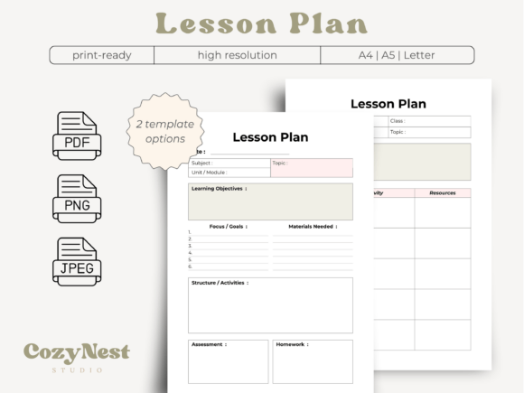 Download Lesson Plan Template Teacher Planner PDF - Template Collection